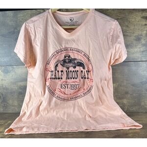 Ocean Outfitters Pre Shrunk Size XL Pink Half Moon Cay Turtle T-Shirt Bahamas